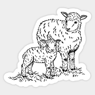 A Sweet Sheep with her little Lamb Sticker